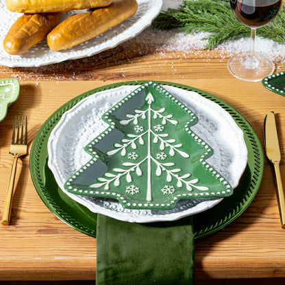 Plow & Hearth Sugar & Stripes Plate Embossed Ceramic Dinner Plate, 10.25"