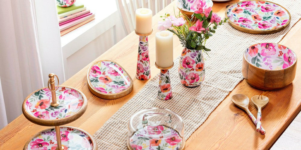 Plow & Hearth Pastels of Nature Wood Bowl, 9.75"L
