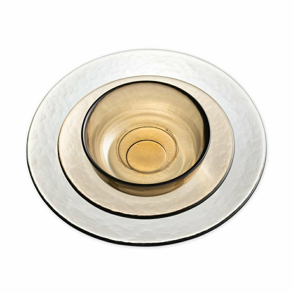 Plow & Hearth 8" Glass Salad Plate, Set of 6, Sand