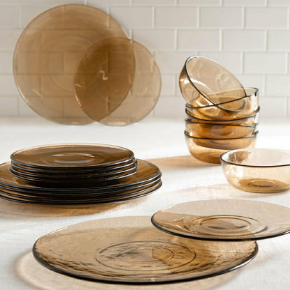 Plow & Hearth 8" Glass Salad Plate, Set of 6, Sand