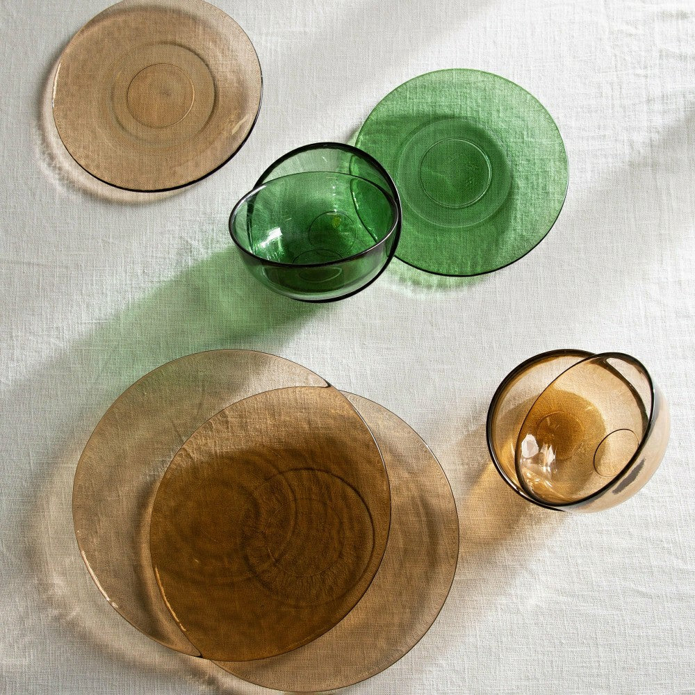 Plow & Hearth 8" Glass Salad Plate, Set of 6, Sand