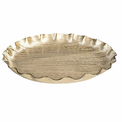 Plow & Hearth Shades of Green Platter Ruffled Edge Metal Platter Set