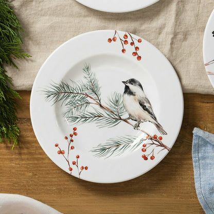 Plow & Hearth Snowbirds Salad Plate Melamine Chickadee, 8.6"