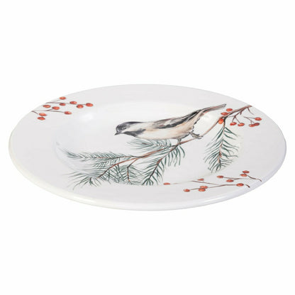 Plow & Hearth Snowbirds Salad Plate Melamine Chickadee, 8.6"