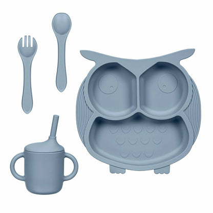 Plow & Hearth Owl Silicone Baby Feeding Set