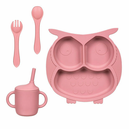 Plow & Hearth Owl Silicone Baby Feeding Set