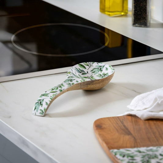 Plow & Hearth Olive Oasis Wood Spoon Rest, 10.25"L