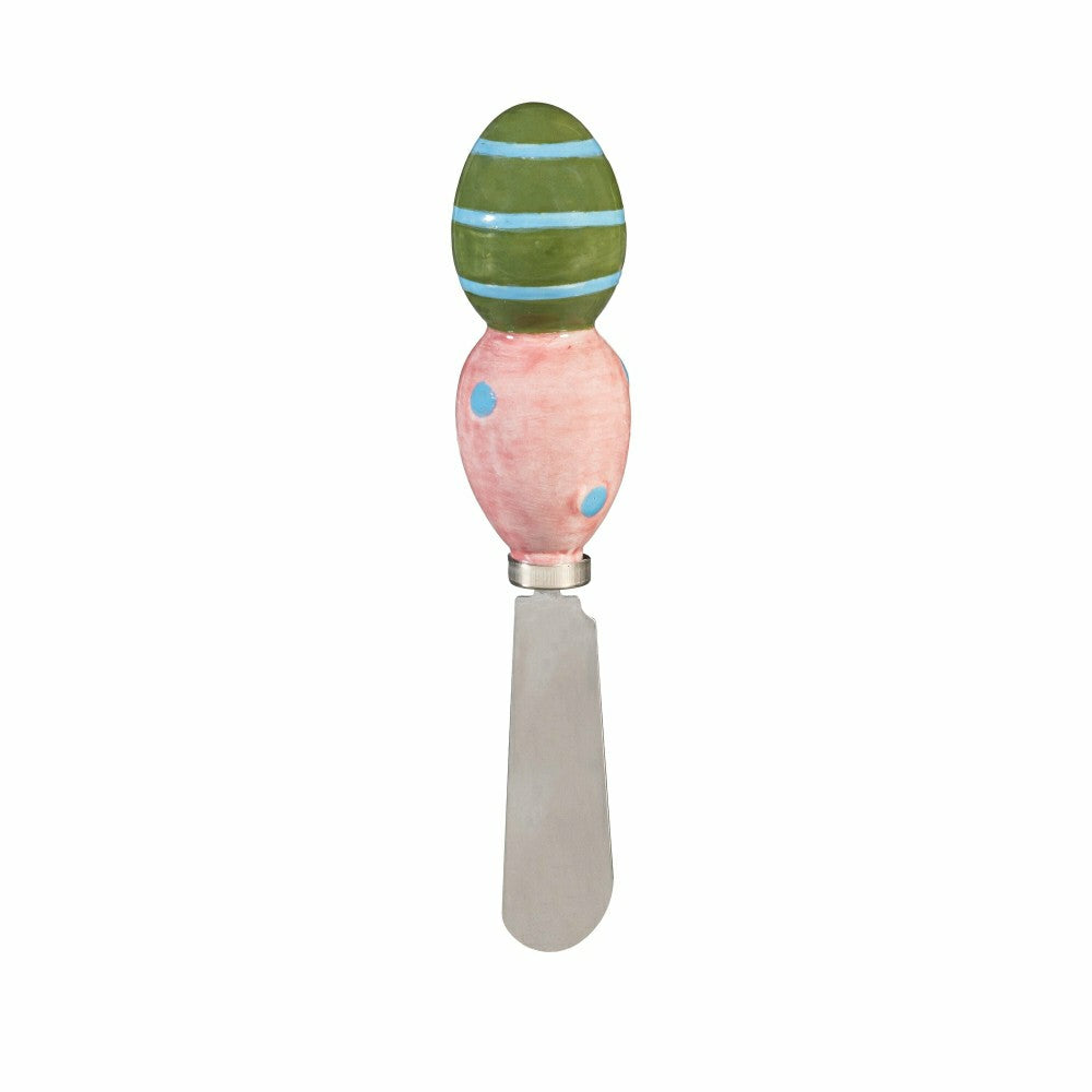 Plow & Hearth Bunny Blooms Serveware Ceramic Easter Egg Bowl and Spreader, Set of 2