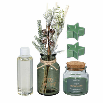 Plow & Hearth Shades of Emerald Candle and Diffuser, Soy Blend Wax Candle and Diffus
