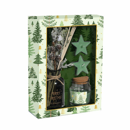 Plow & Hearth Shades of Emerald Candle and Diffuser, Soy Blend Wax Candle and Diffus