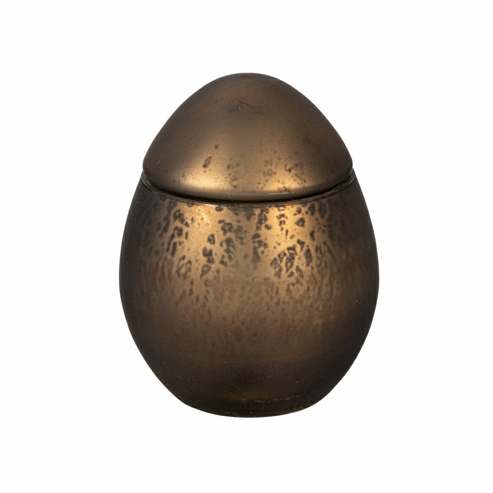Plow & Hearth Egg Shape Mercury Glass Candle, Cocoa