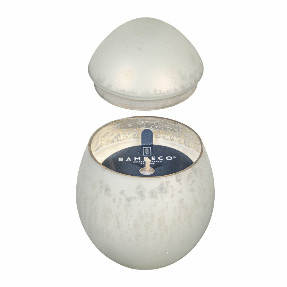 Plow & Hearth Hop Into Spring Egg Mercury Glass Candle Bright White