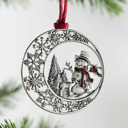 Plow & Hearth Snowman Solid Pewter Ornament