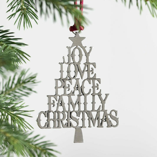Plow & Hearth Holiday Sentiments Ornament Solid Pewter