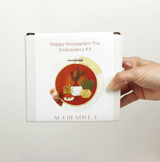 Plow & Hearth Happy Houseplant Trio - Intermediate Embroidery Kit