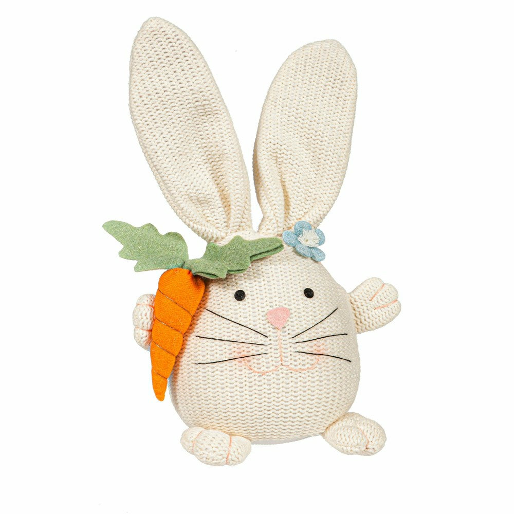Plow & Hearth Hop Into Spring Table Decor Fabric Whimsical Bunny with Carrot
