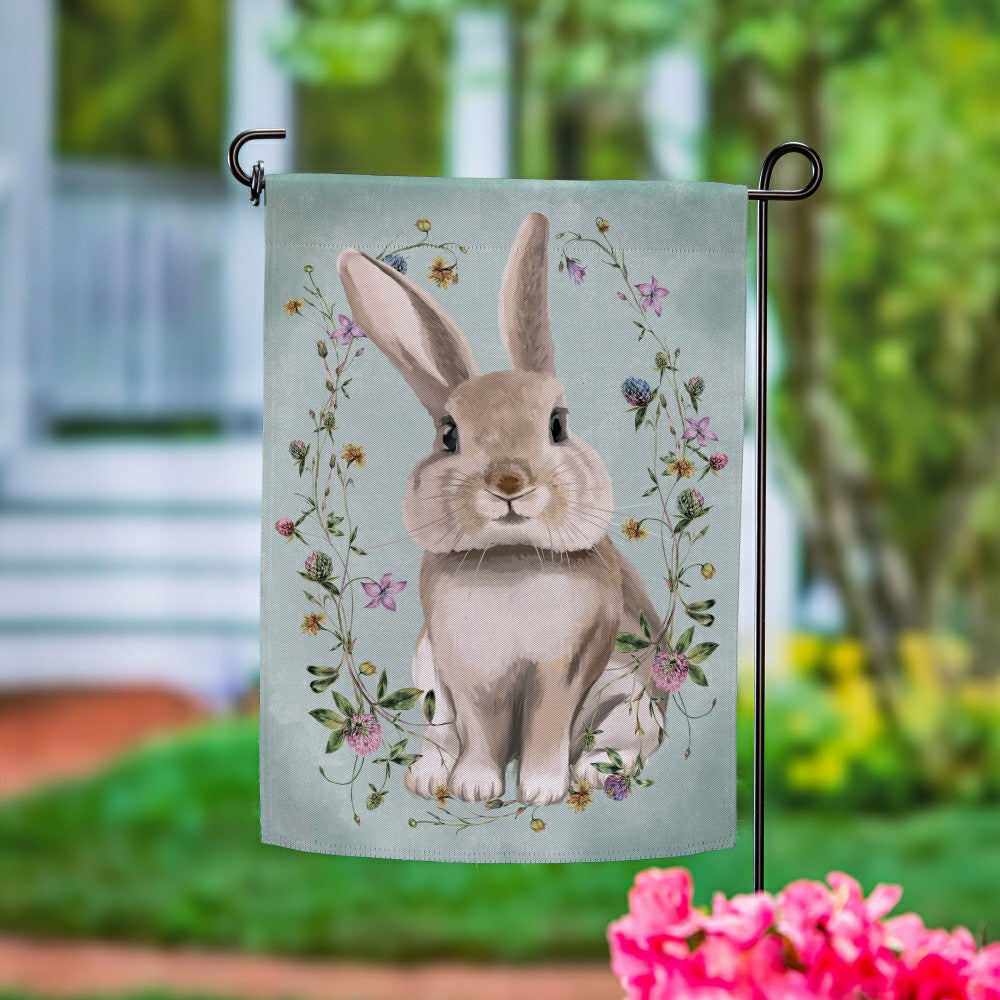 Plow & Hearth Vintage Floral Hare Suede Garden Flag
