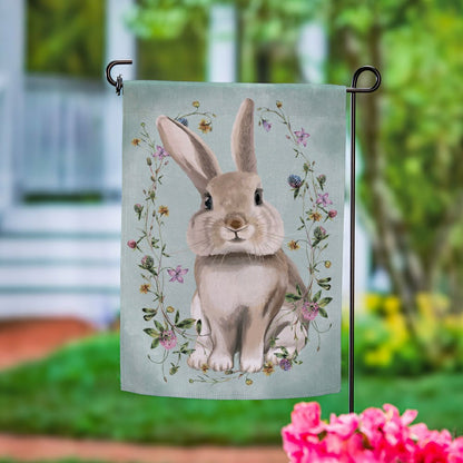 Plow & Hearth Vintage Floral Hare Suede Garden Flag