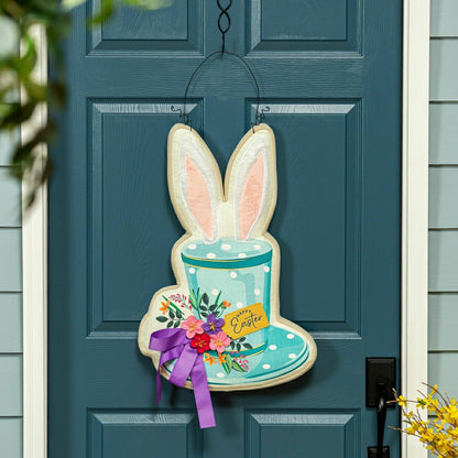 Plow & Hearth Happy Easter Floral Hat Estate Door Décor