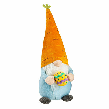 Plow & Hearth Hop Into Spring Table Decor Fabric Easter Gnome with Carrot Hat