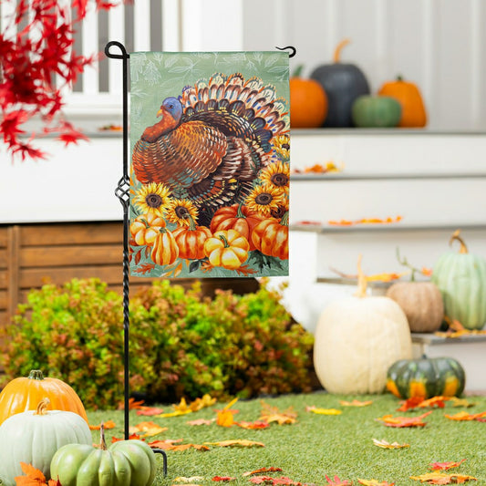 Plow & Hearth Grateful Gatherings Turkey Suede Garden Flag