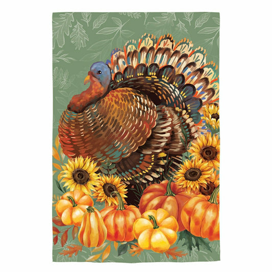 Plow & Hearth Grateful Gatherings Turkey Suede House Flag