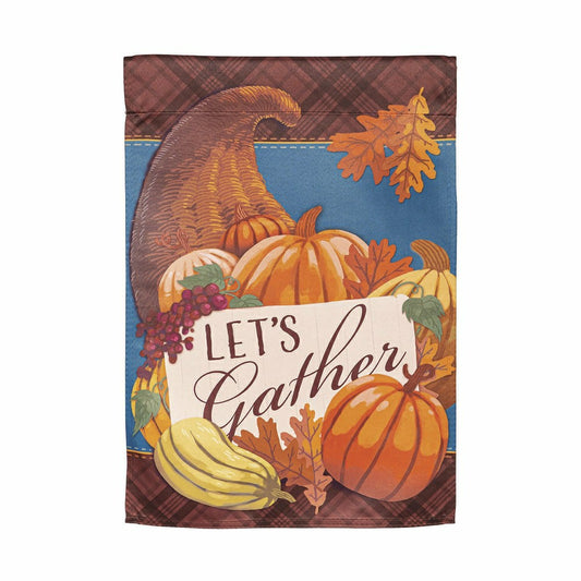 Plow & Hearth Gather Cornucopia Suede Garden Flag