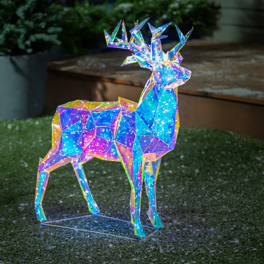 Plow & Hearth Iridescent Deer LED PVC Garden Statue, 28"H