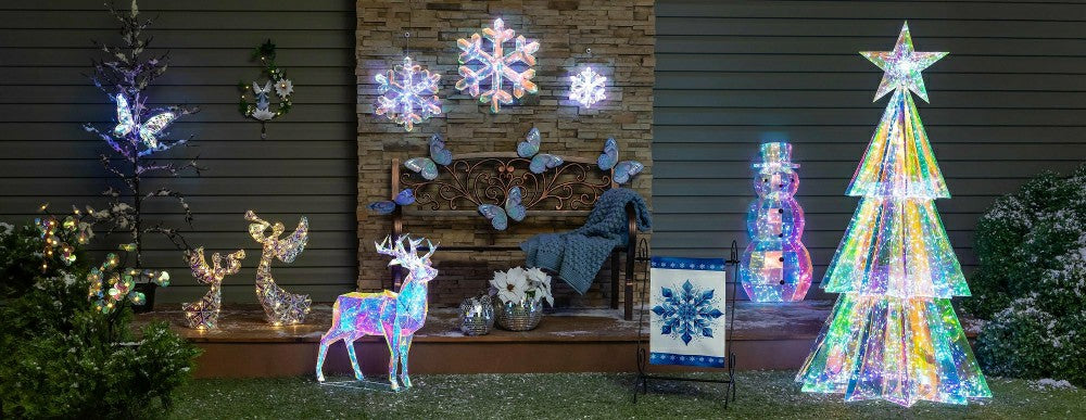 Plow & Hearth Iridescent Deer LED PVC Garden Statue, 28"H