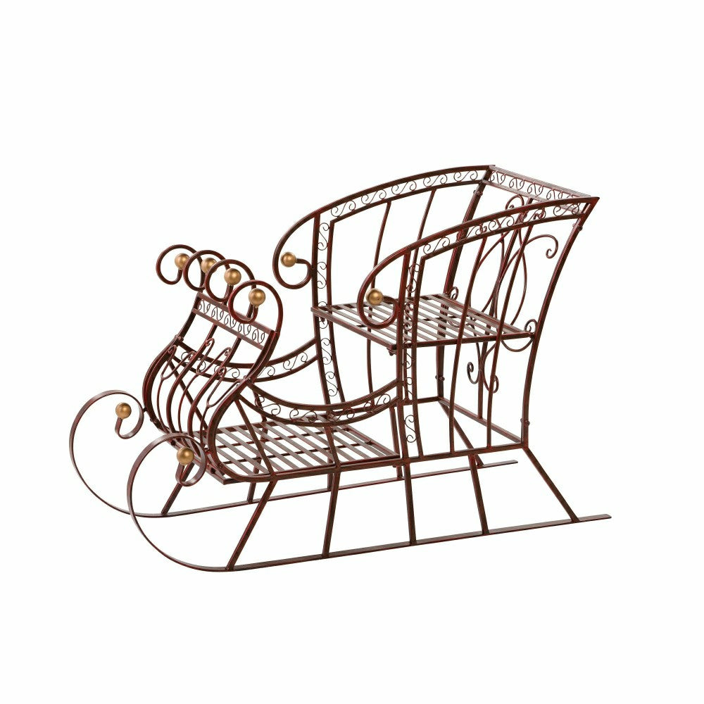 Plow & Hearth Red Metal Holiday Sleigh