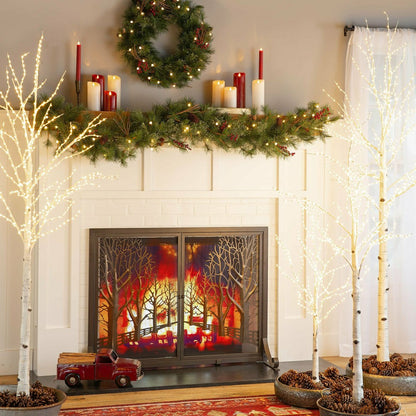 Plow & Hearth Indoor/Outdoor Blue Ridge Wreath with Battery-Operated Dual-Function L