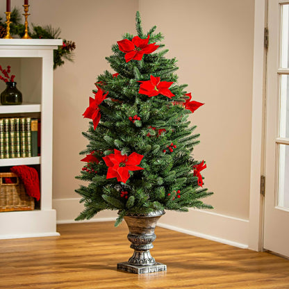 Plow & Hearth Feels Like The Holidays Tree Artificial Pine LED in Pot, 47”H