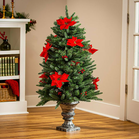 Plow & Hearth Feels Like The Holidays Tree Artificial Pine LED in Pot, 47”H