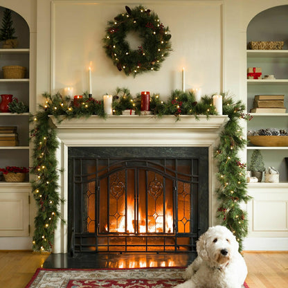 Plow & Hearth Battery-Operated Holiday Wreath w/Auto Timer