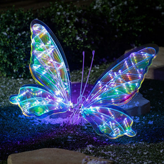 Plow & Hearth Season to Sparkle Outdoor Lamp & Lighting, LED Butterfly, 24"H