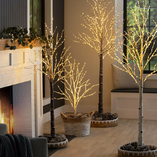 Plow & Hearth Medium Indoor/Outdoor Birch Tree with 400 Warm White Lights