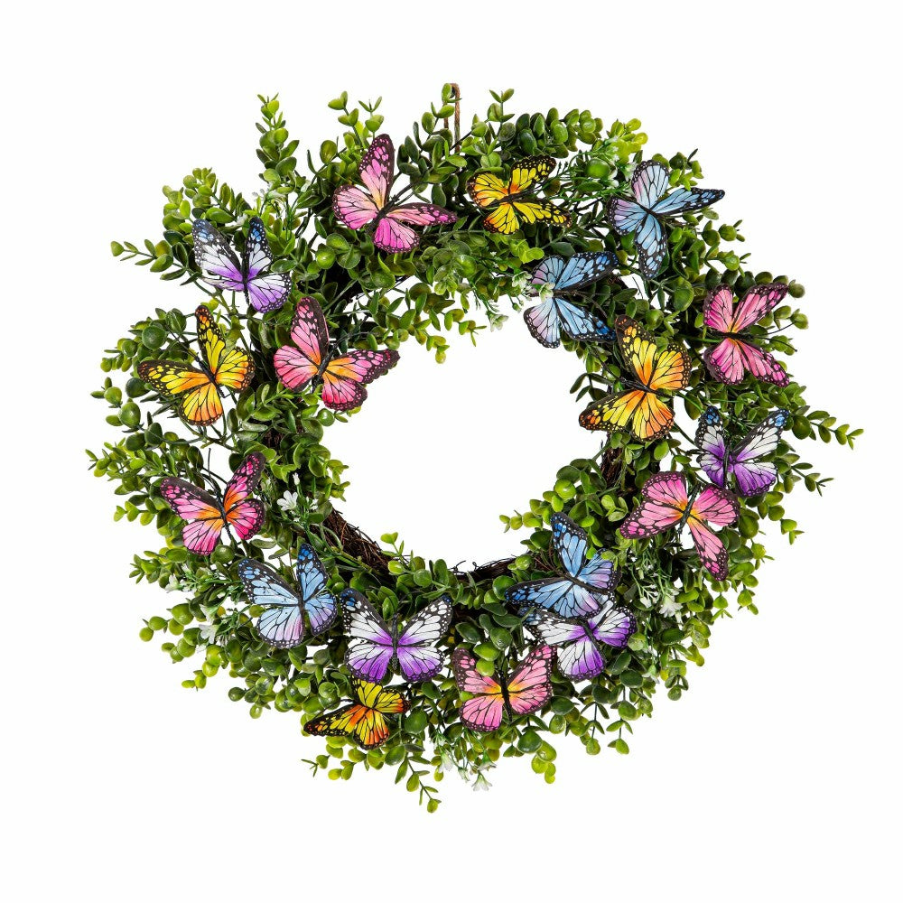 Plow & Hearth Cottage Garden Wreath Butterfly, 20"