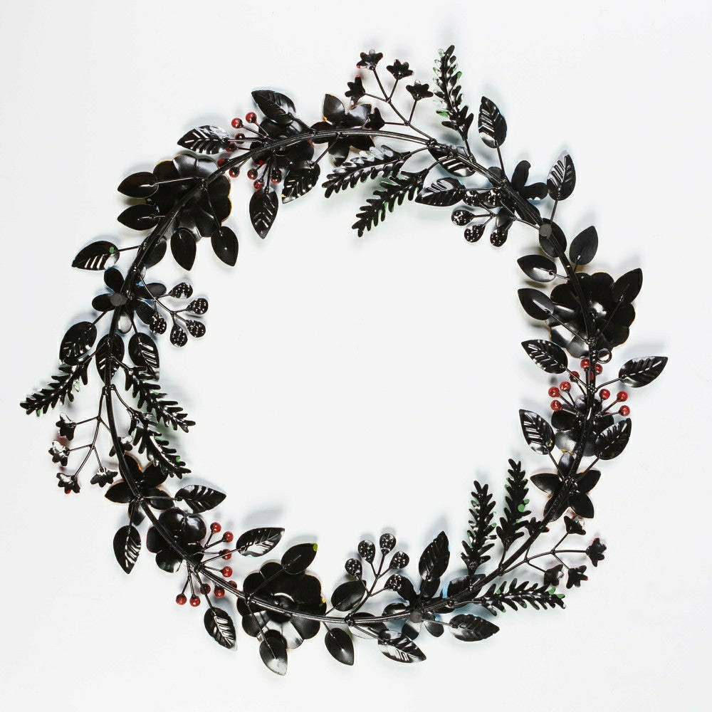 Plow & Hearth Indoor/Outdoor Floral and Berry Metal Wreath