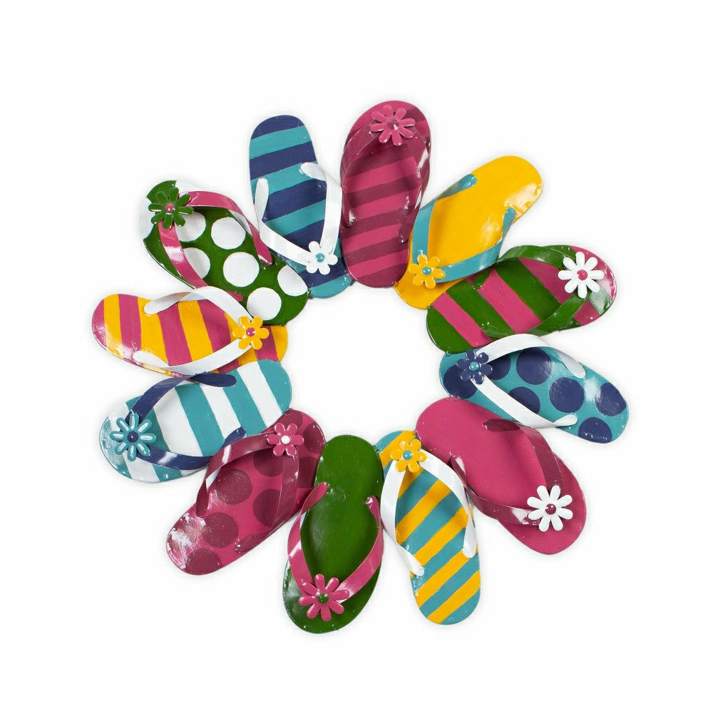Plow & Hearth Boho Style Summer Flip-Flop Metal Wreath