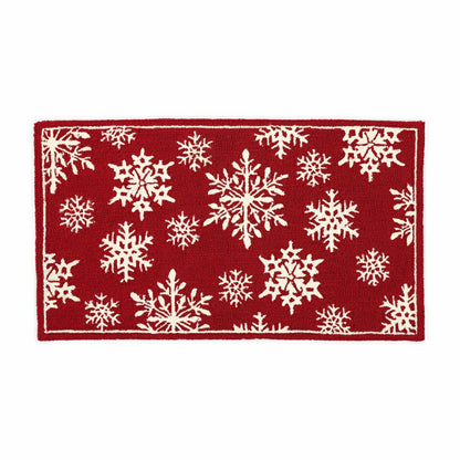 Plow & Hearth Indoor/Outdoor Snowflakes Holiday Hooked Accent Rug