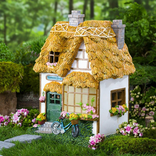 Plow & Hearth Miniature Fairy Garden Solar Flower Shop