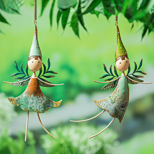 Plow & Hearth Metal Fairies Hanging Décor, Set of 2