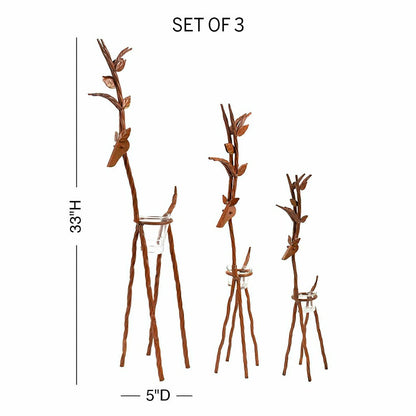 Plow & Hearth Rustic Reindeer, Set of 3