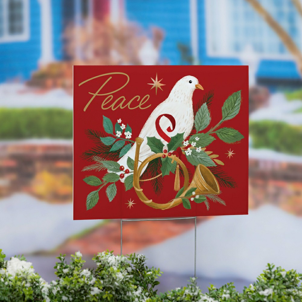Plow & Hearth Dove of Peace COROPLAST Yard Sign, 24"x18"