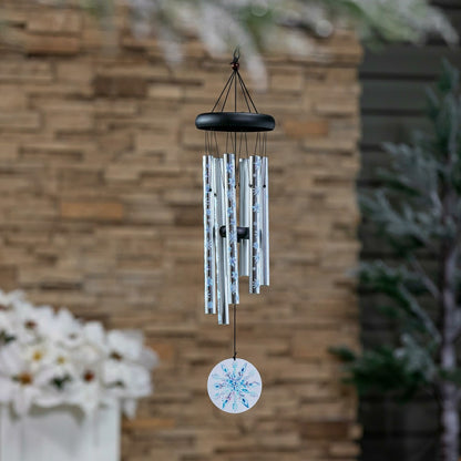 Plow & Hearth Crystal Snowflakes Printed Avria Wind Chime, 27" H