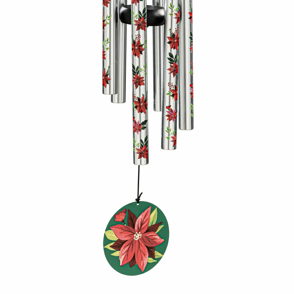 Plow & Hearth Avria Wind Chime, Printed Wind Chime, Vibrant Poinsettias, 27"H