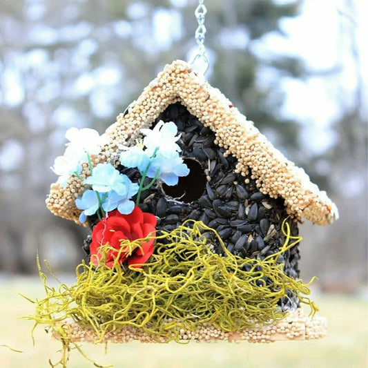 Plow & Hearth SHort Handmade Edible Birdhouse with Light Roof
