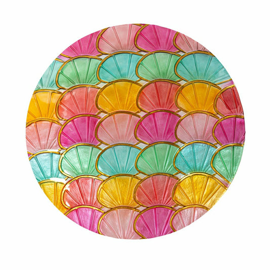 Plow & Hearth Palm Beach Birdbath, Bright Shell Glass Birdbath, 18"