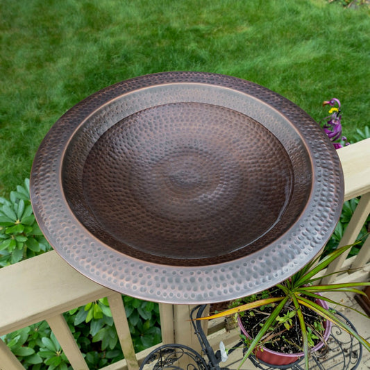 Plow & Hearth Hammered Burnt Copper Birdbath, 23" Diameter
