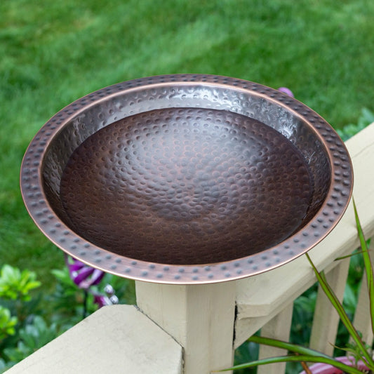 Plow & Hearth Hammered Burnt Copper Birdbath, 14"Diameter